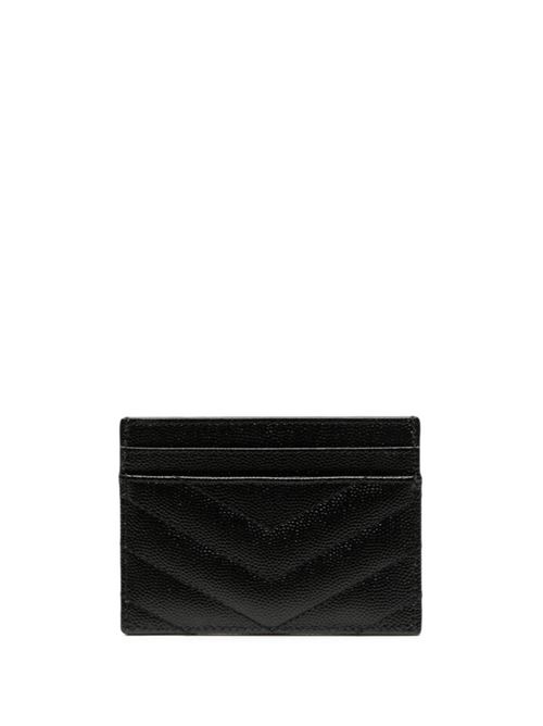 CASSANDRE MATELASSÉ PORTA CARTE IN PELLE GOFFRATA GRAIN DE POUDRE SAINT LAURENT | 423291BOW011000